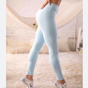 Pop flex active baby blue leggings size 2 new